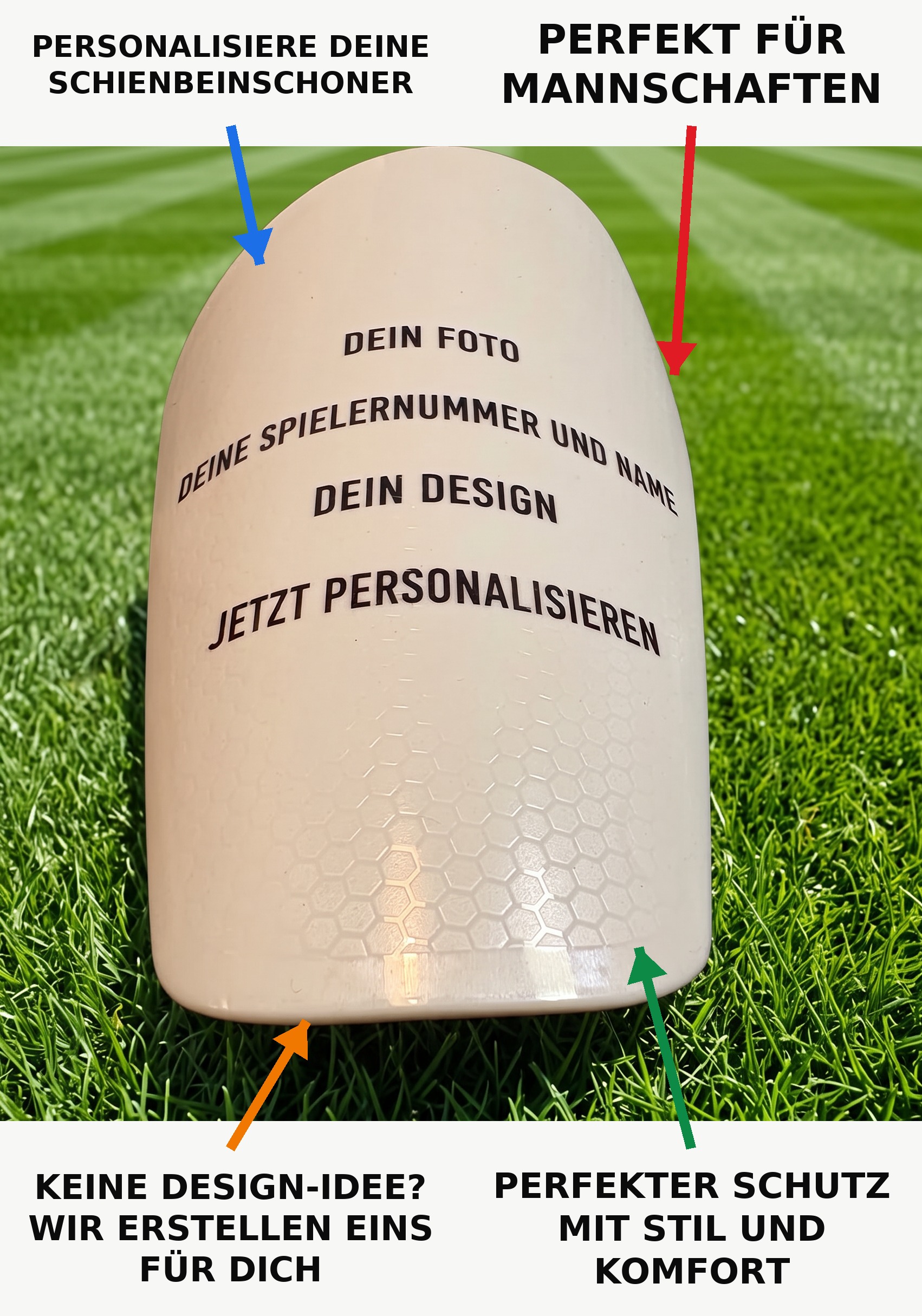Fan2Pitch Classic – Personalisierte Schienbeinschoner – Honeycomb